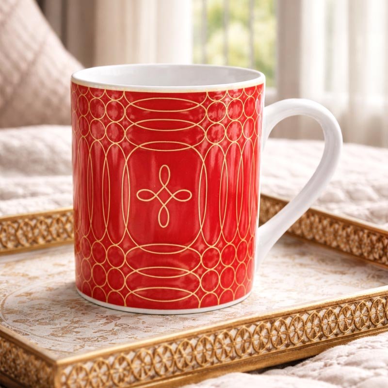 Imperial Crimson & Gold Bone China Mug Set - feature image